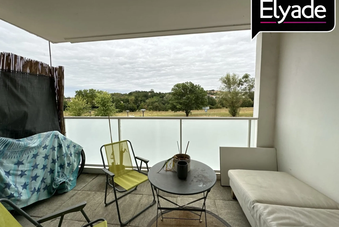 Appartement T2 à vendre à Escalquens, vue verte, parking privé et bail en cours 