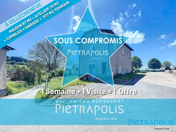 Maison à rénover de 67 m² avec atelier, jardin et garage à Villechenève