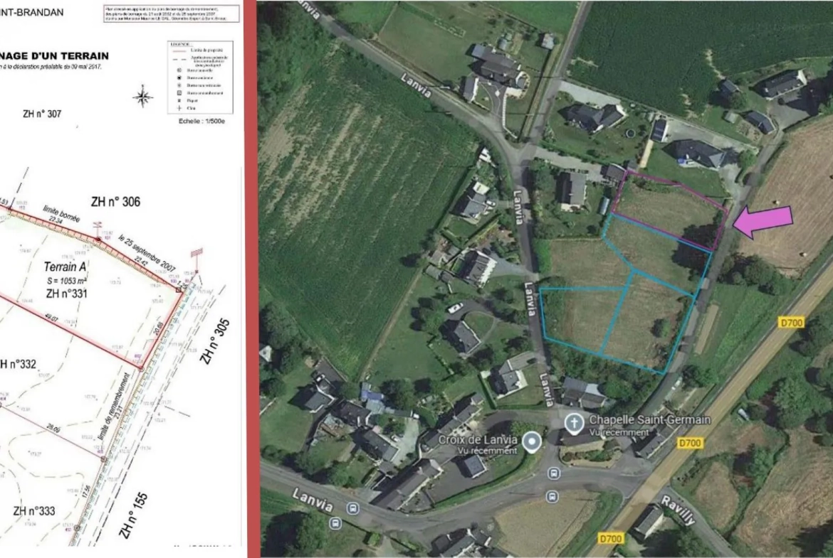 Terrain constructible à Saint-Brandan - Environnement verdoyant et proche des villes 