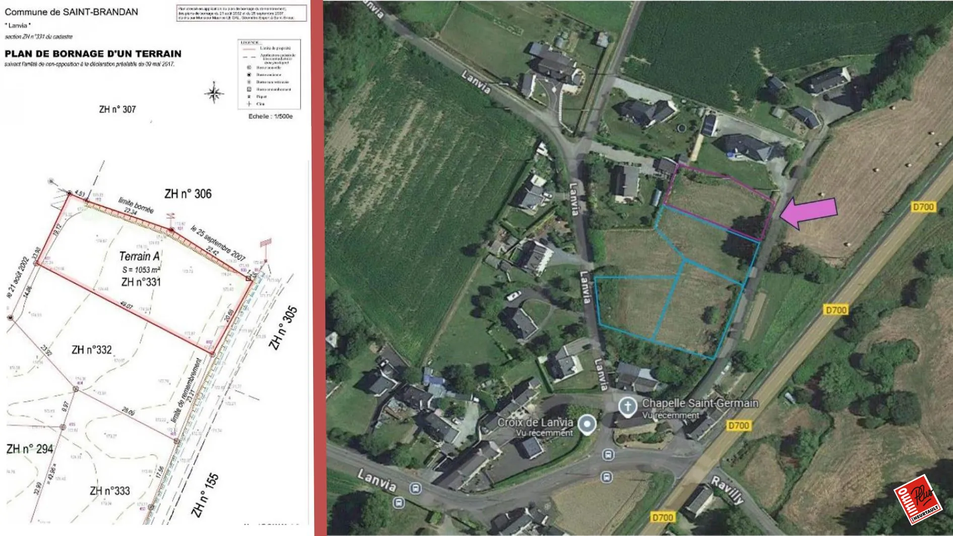 Terrain constructible à Saint-Brandan - Environnement verdoyant et proche des villes 
