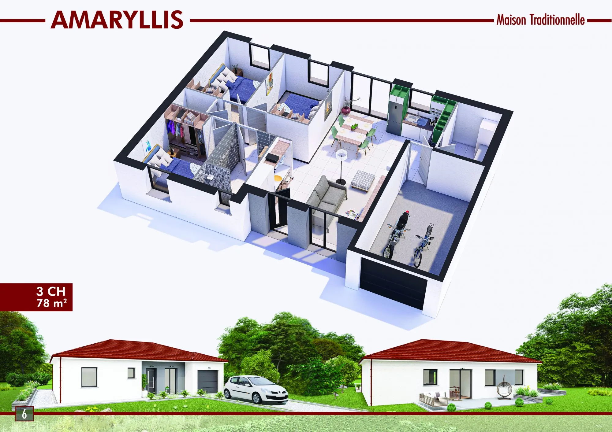 Maison neuve à construire à Mazirot - Modèle AMARYLLIS, maison de plain-pied personnalisée 