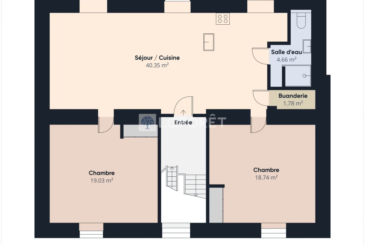 Appartement 3 pièces rénové à Douarnenez - 84,56 m² 