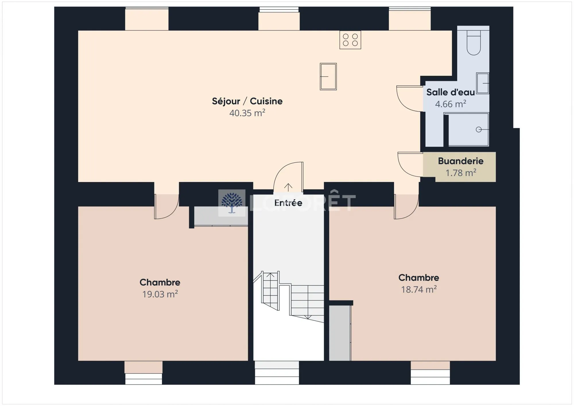 Appartement 3 pièces rénové à Douarnenez - 84,56 m² 