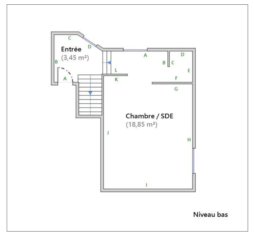 PLAN ENTREE + CHAMBRE PARENTALE Charmant appartement duplex 3 pièces à Erstein de 81 m² 