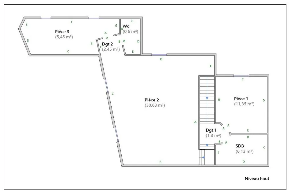 PLAN ETAGE PIECE A VIVRE Charmant appartement duplex 3 pièces à Erstein de 81 m² 