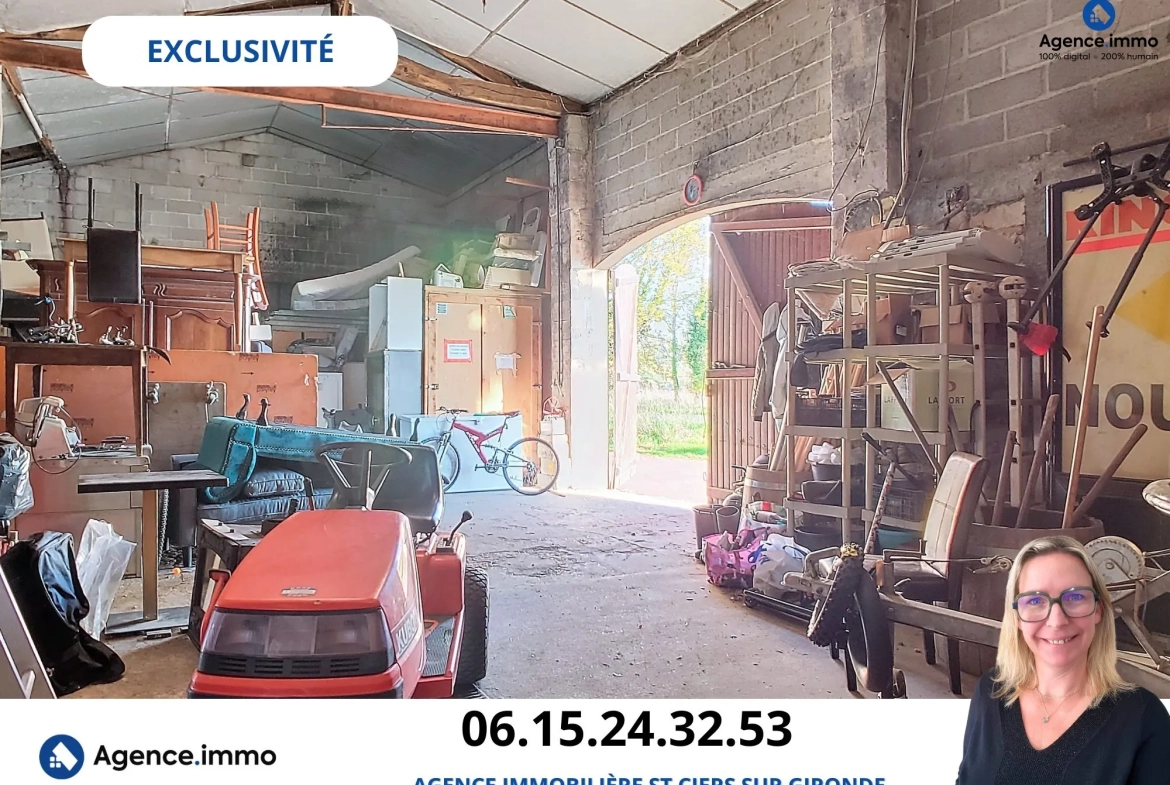 Grand garage de 140 m² avec terrain constructible à Saint Ciers sur Gironde 