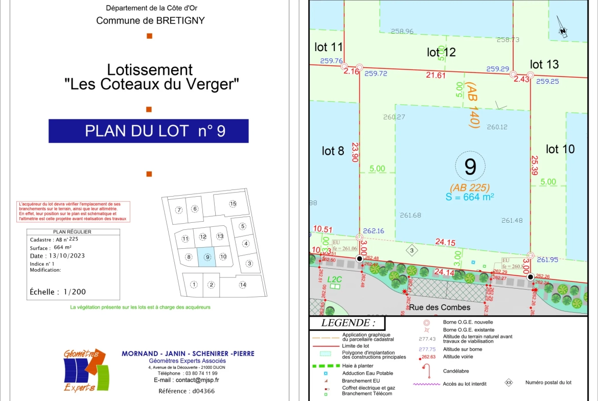 Terrain à bâtir de 664 m² à Bretigny les Norges, proche Dijon 