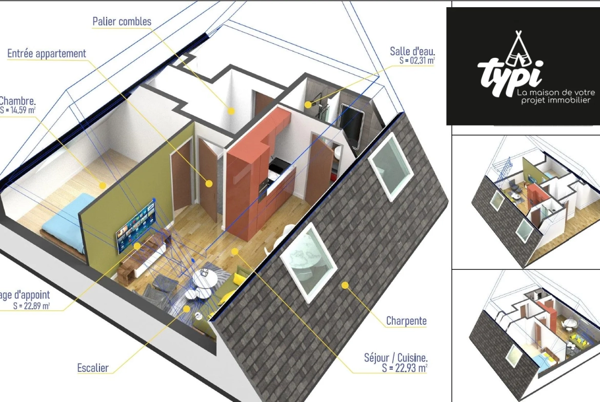 À vendre appartement T2 à Kervignac - Centre-ville, 26 m² lumineux 