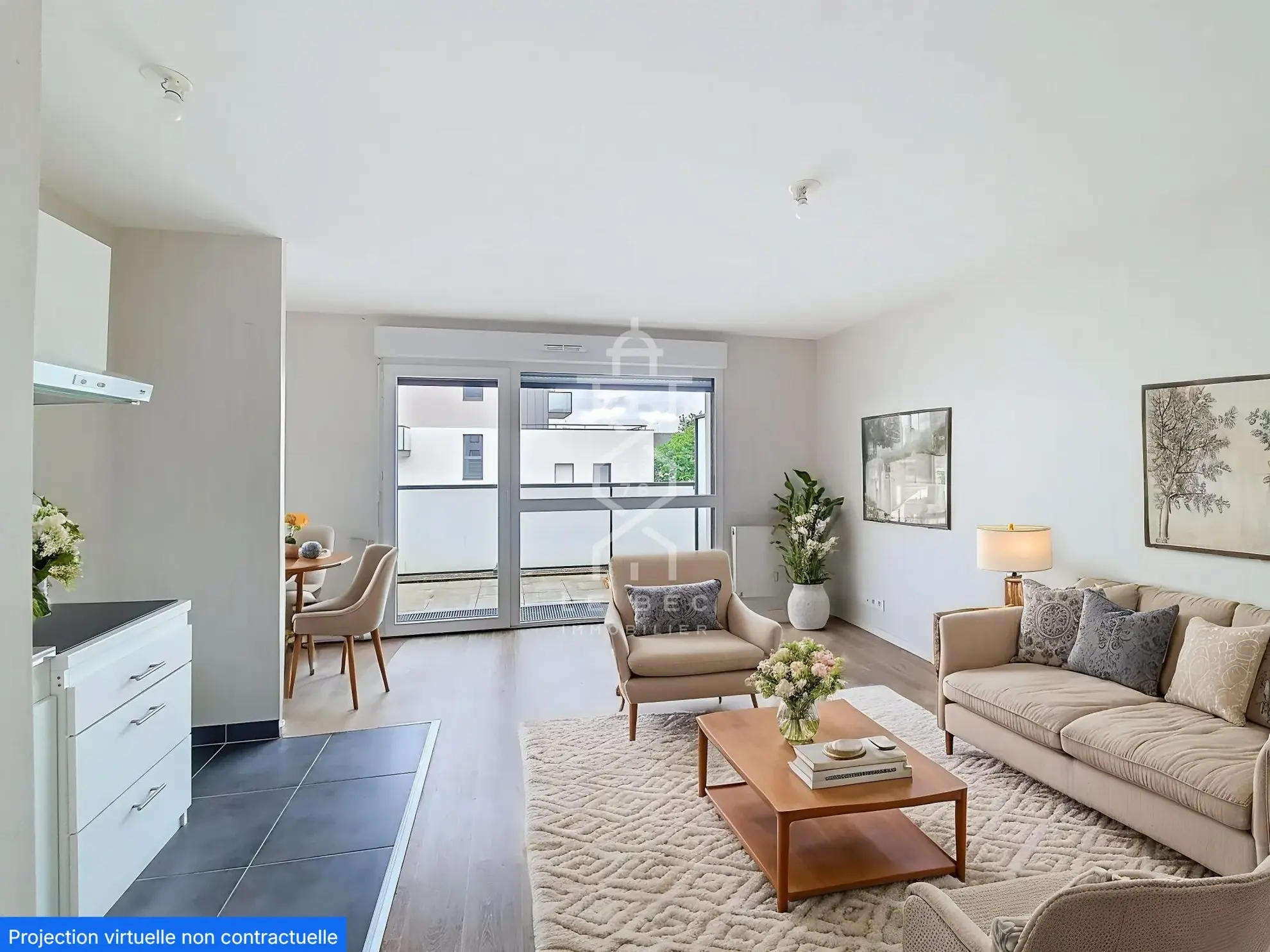 Appartement T2 récent avec terrasse et parking au centre de Lanester 