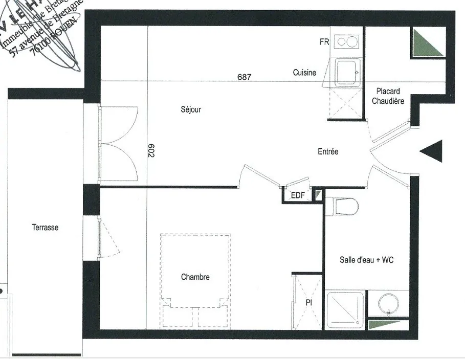 Appartement T2 au Haillan avec terrasse, parking privé, proche parc et transports 