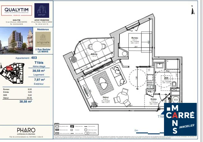 Appartement T1 bis neuf avec balcon au centre-ville du Mans - 175 000 € 