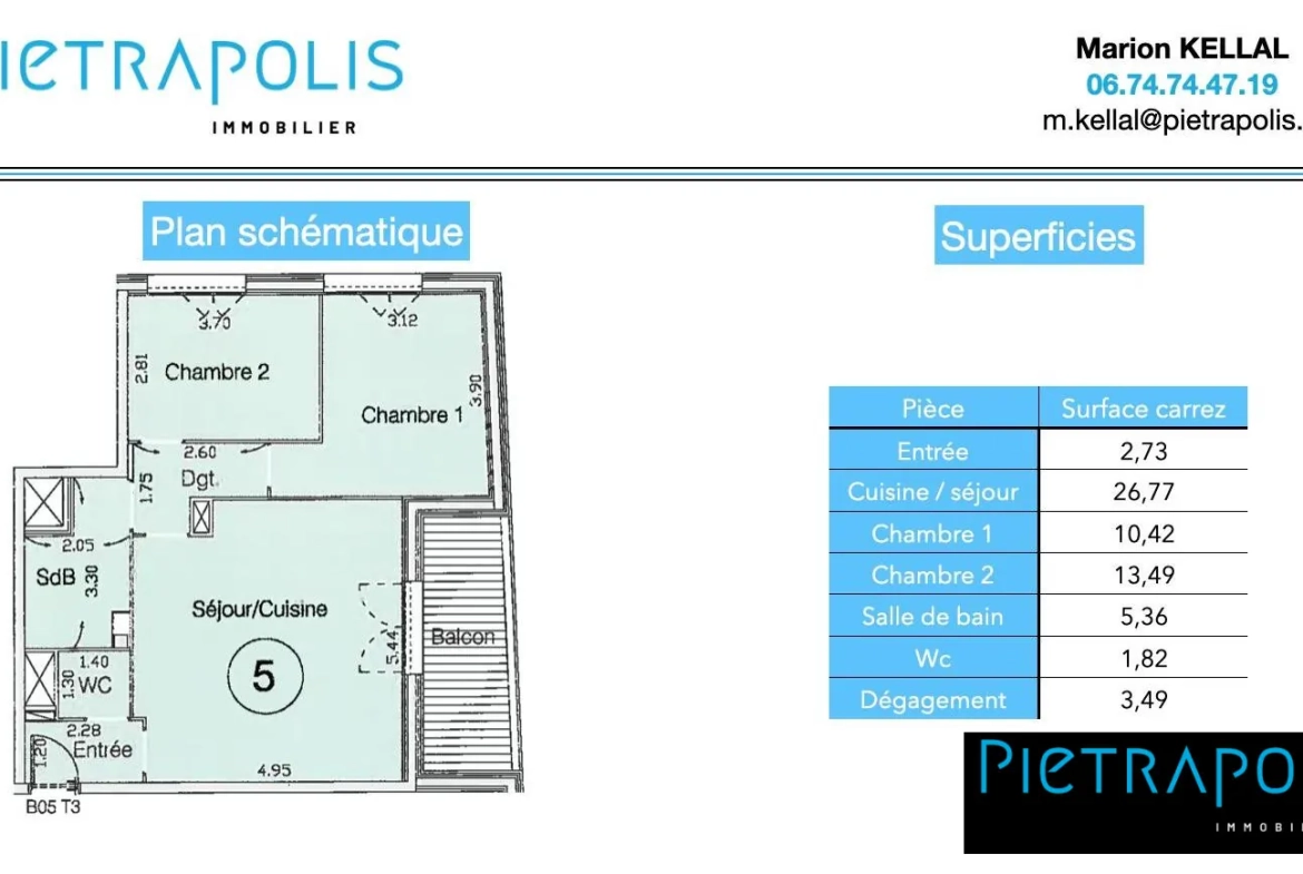 Appartement T3 de 64 m² à Vénissieux avec loggia et garage en vente 
