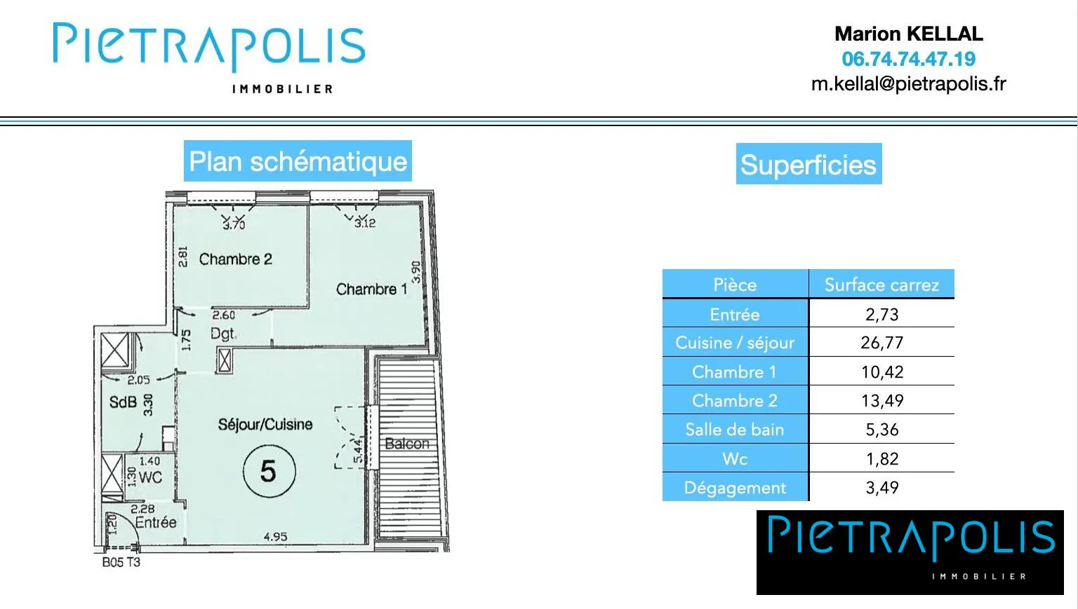 Appartement T3 de 64 m² à Vénissieux avec loggia et garage en vente 