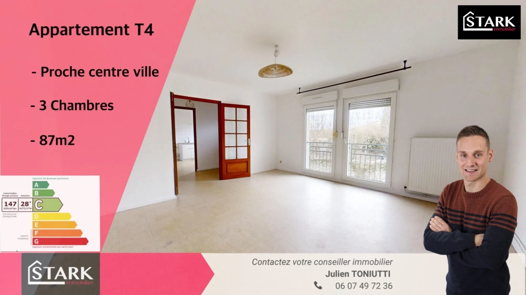 A vendre appartement 87 m² à Luxeuil-les-Bains – Résidence sécurisée