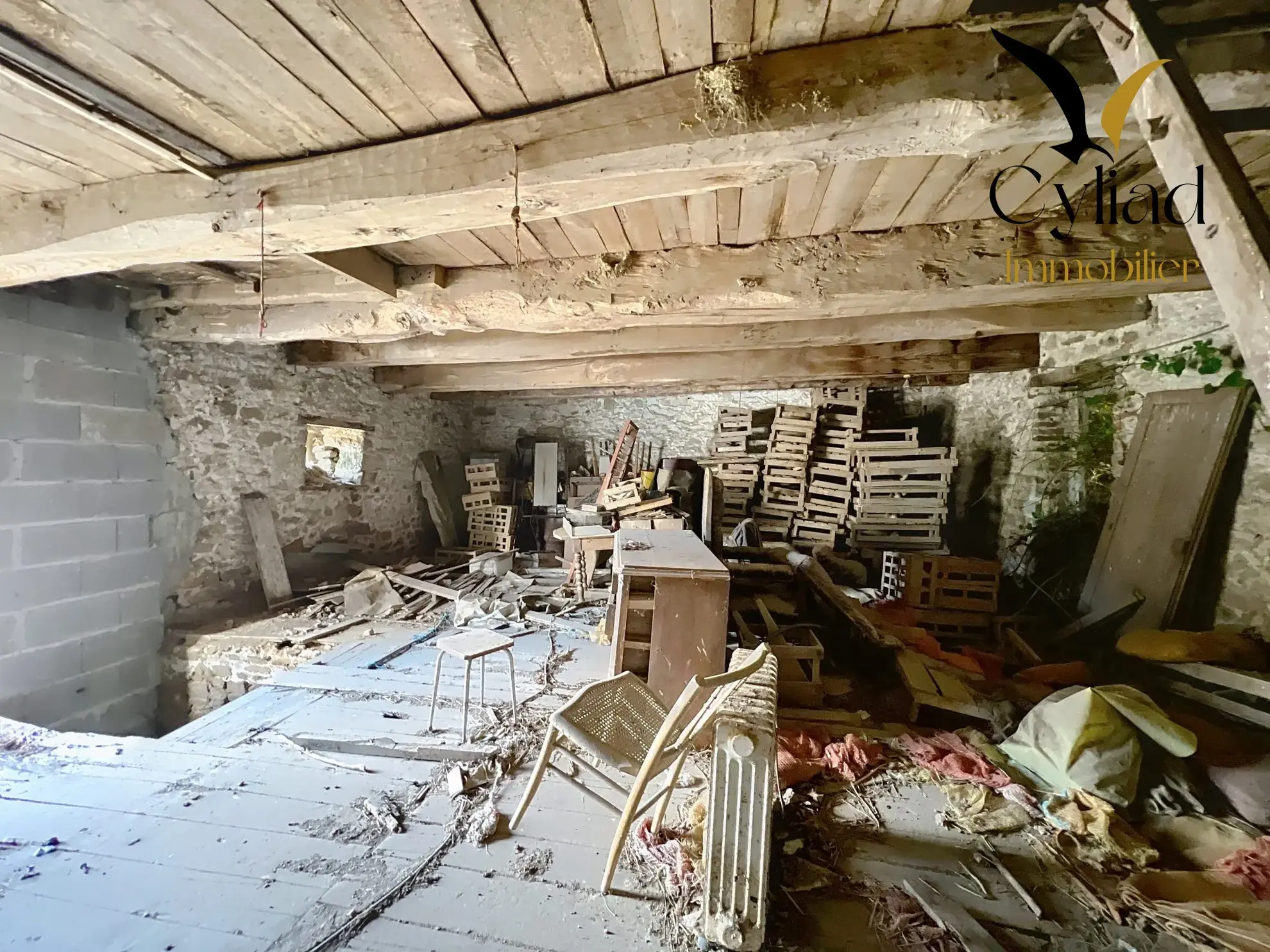 Grande grange en pierre à rénover à Saint-Père Marc en Poulet 