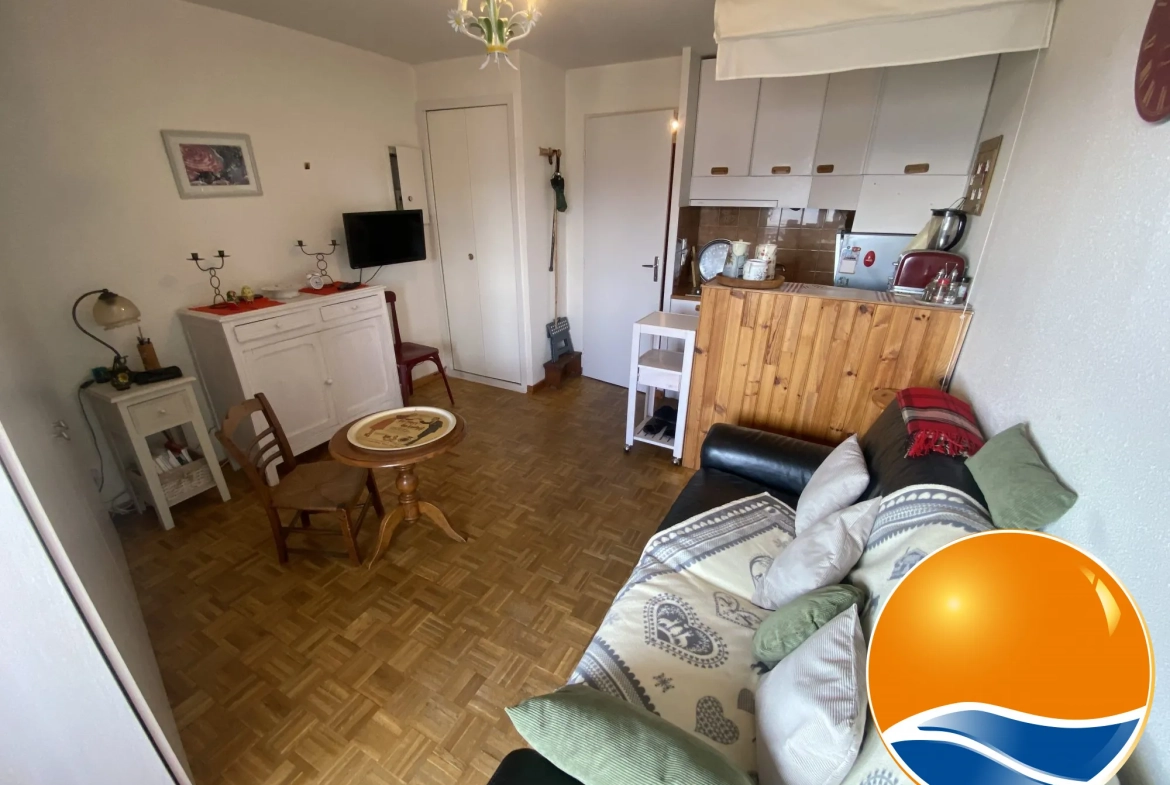 séjour+cuisine Studio meublé avec garage et vue montagne à Les Angles - 20.4m² 