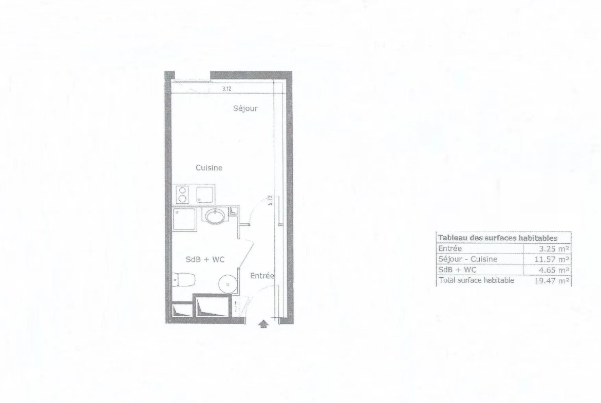 Appartement T1 loué à vendre à Tourcoing - Croix-Rouge, rentabilité 5,82 % 