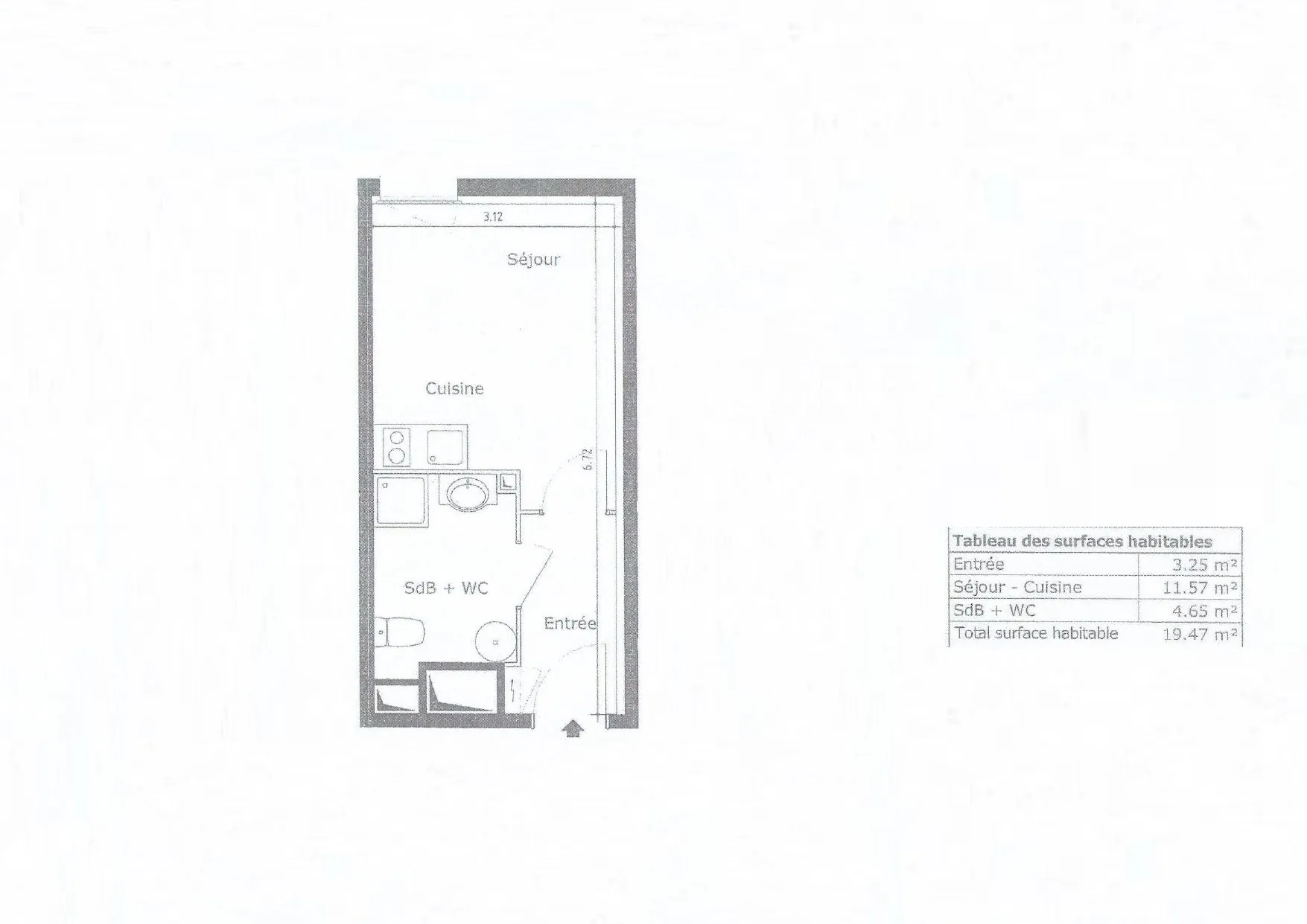 Appartement T1 loué à vendre à Tourcoing - Croix-Rouge, rentabilité 5,82 % 
