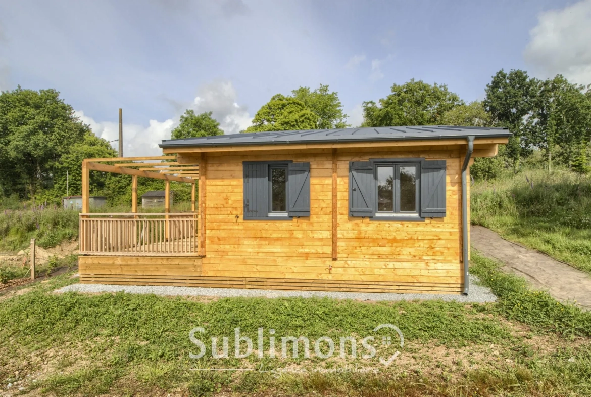 Chalet en bois de 46 m² avec terrasse dans un parc résidentiel à Sulniac 