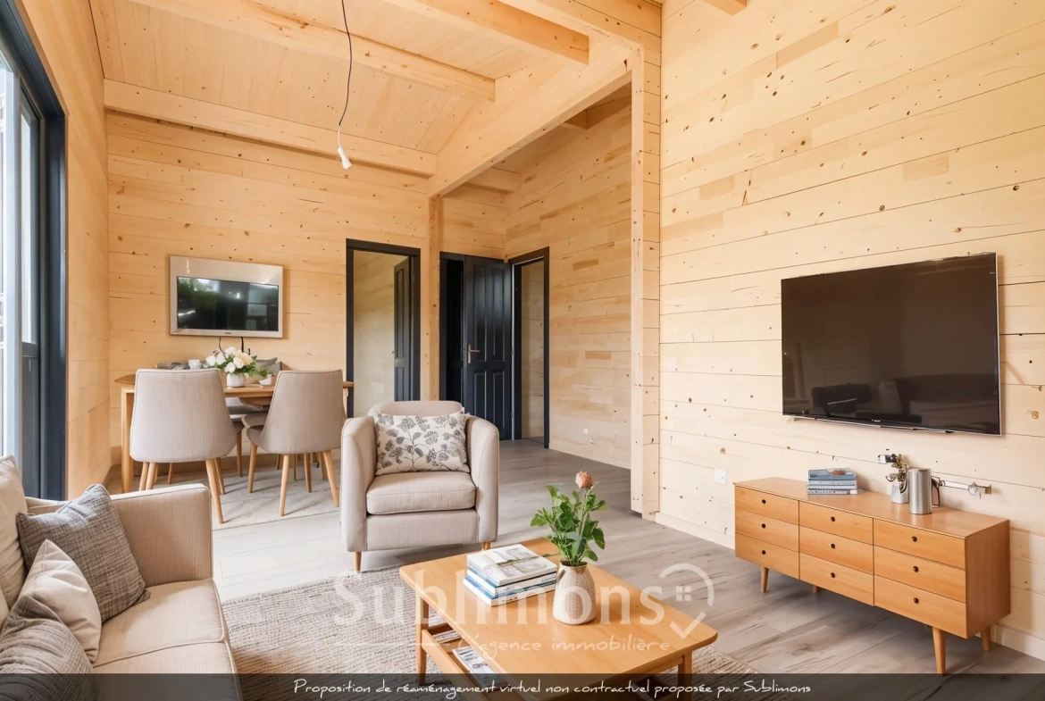 Chalet en bois de 46 m² avec terrasse dans un parc résidentiel à Sulniac 