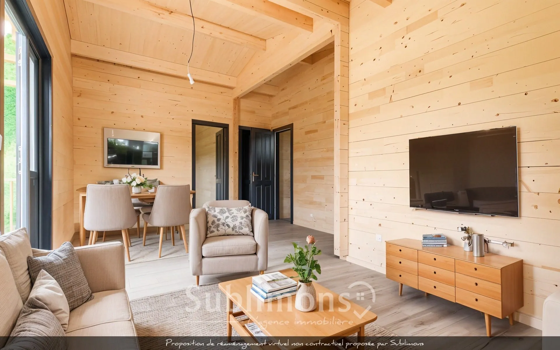 Chalet en bois de 46 m² avec terrasse dans un parc résidentiel à Sulniac 