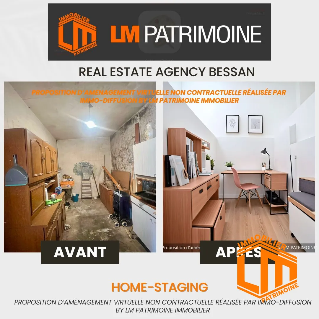 bureau Maison de plain-pied à rénover à BESSAN, 4 chambres, emplacement stratégique 