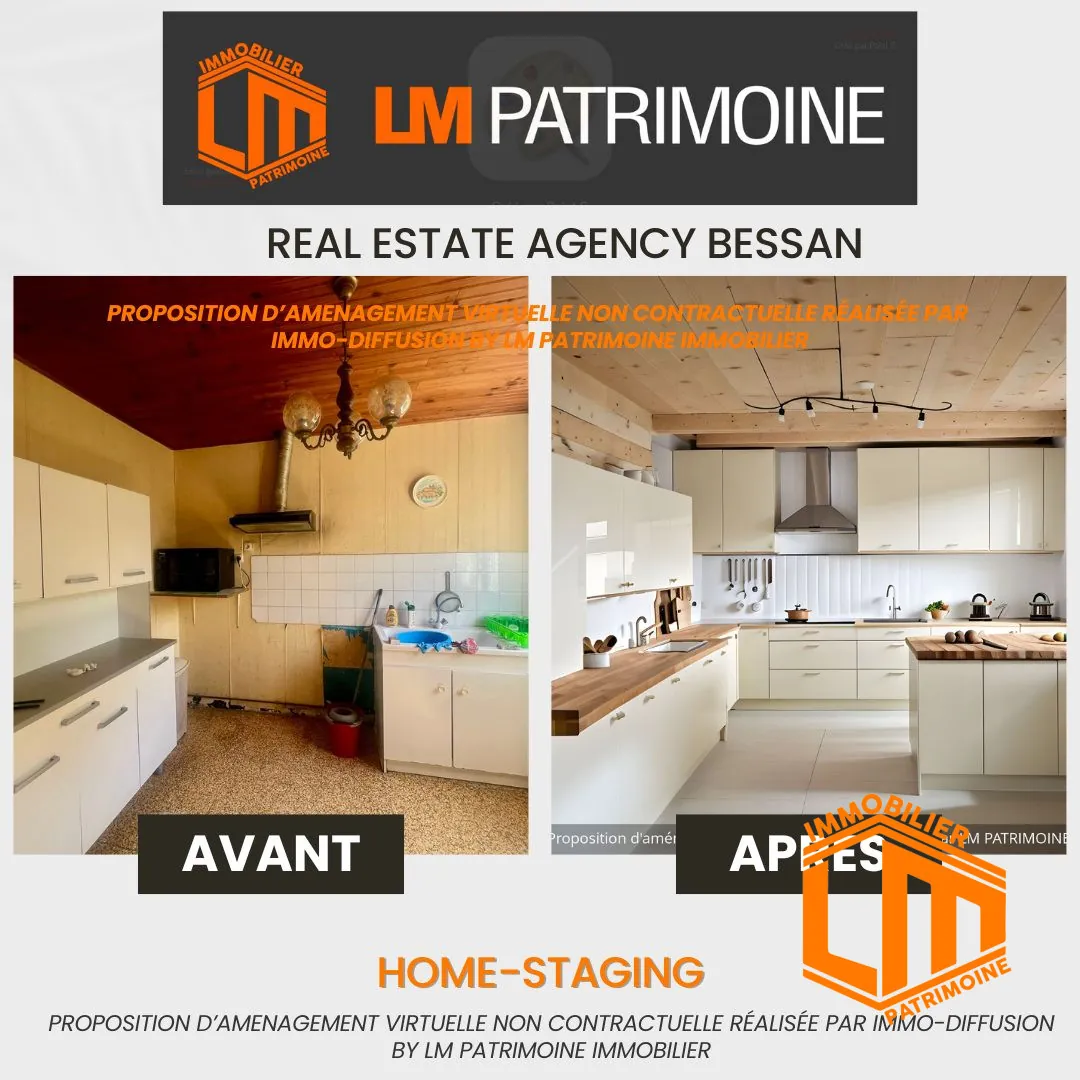 cuisine Maison de plain-pied à rénover à BESSAN, 4 chambres, emplacement stratégique 