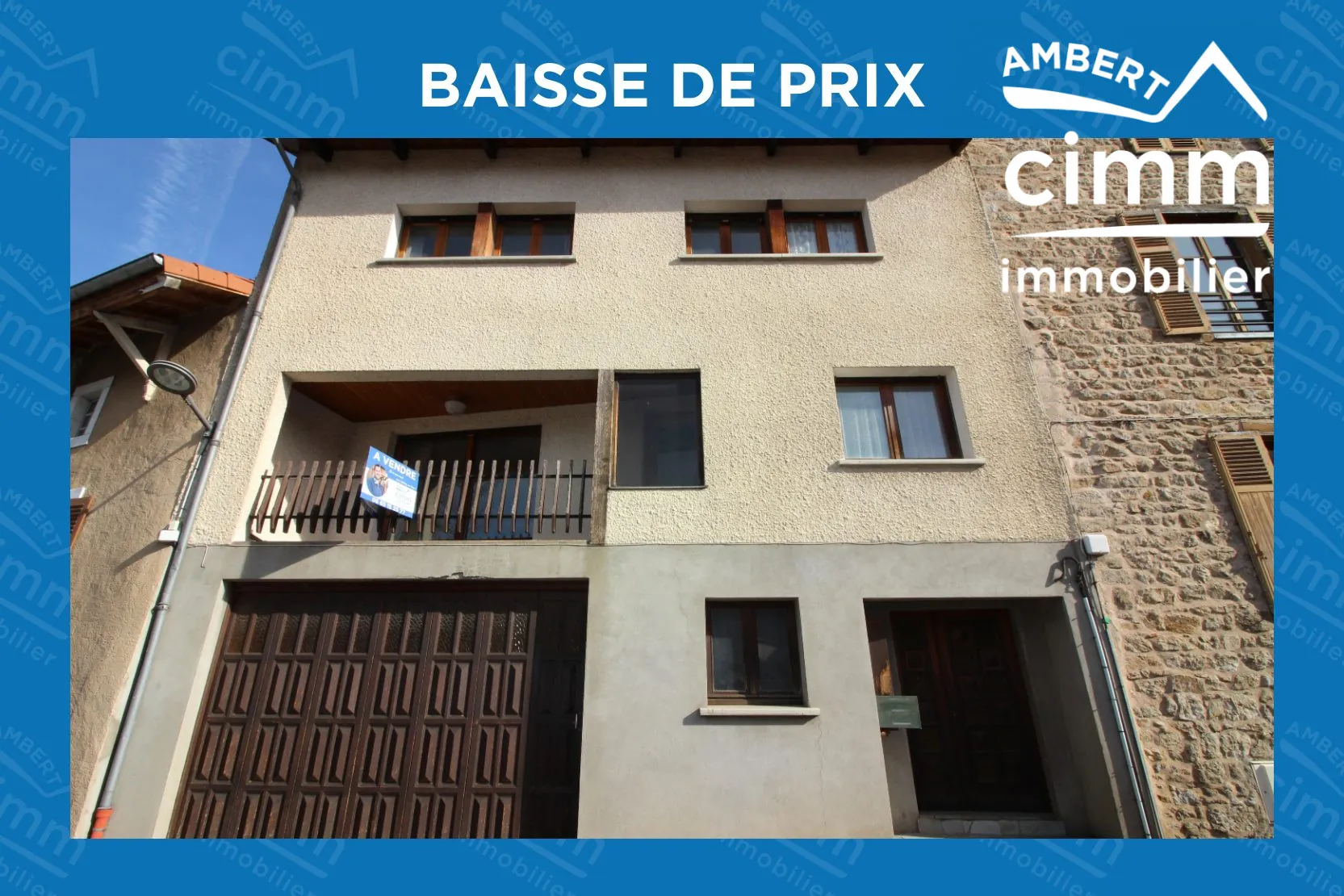 A vendre maison à Ambert avec 4 chambres, garage, vue dégagée, rénovations à prévoir 