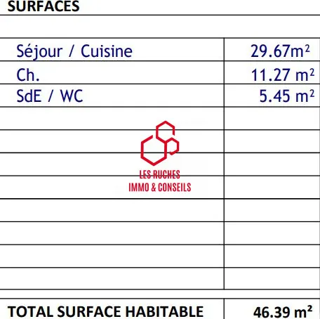 Appartement T2 à vendre à Persan - 46,39 m², 1 chambre, prix abordable 