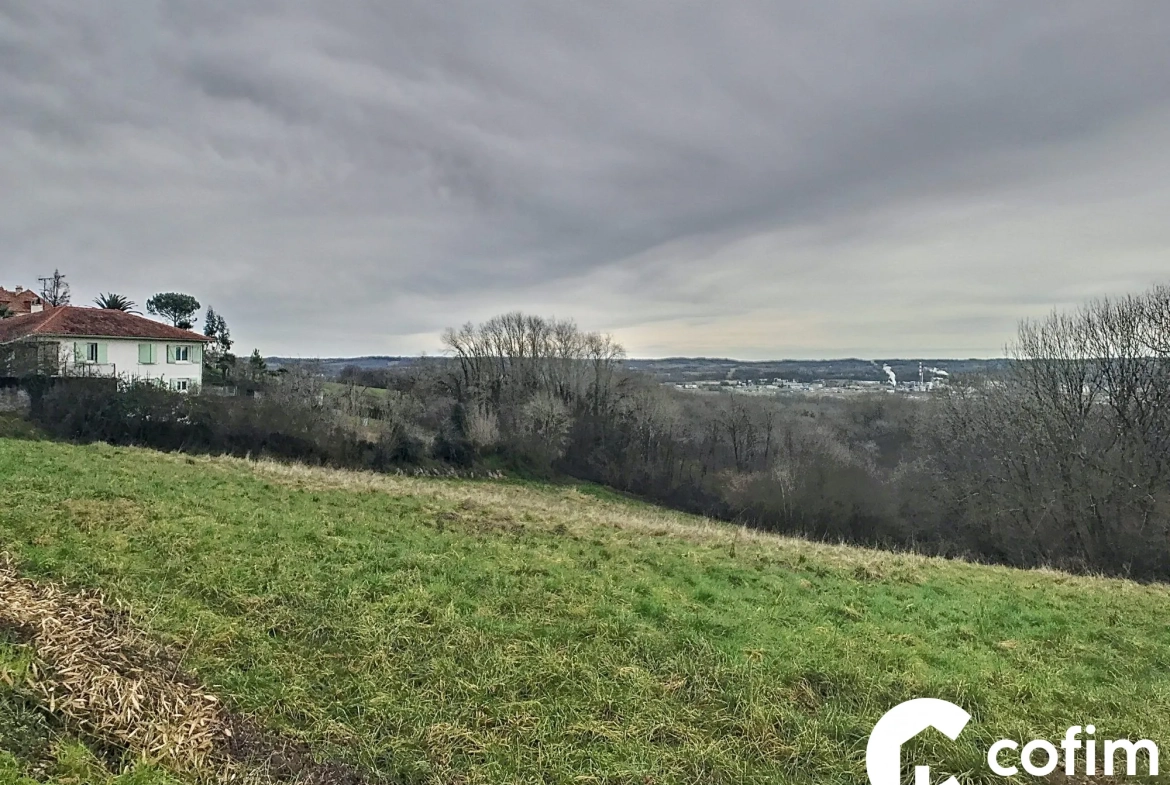 Terrain constructible à Lagor (64150) avec vue panoramique et potentiel de construction 