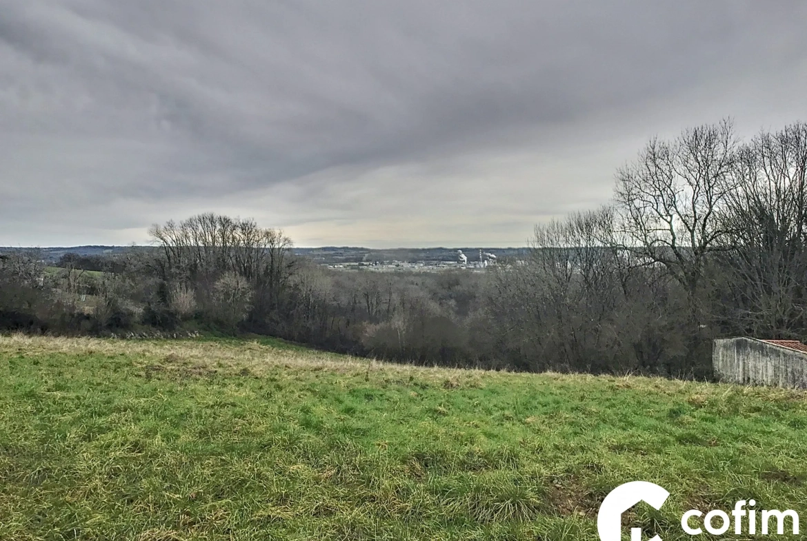 Terrain constructible à Lagor (64150) avec vue panoramique et potentiel de construction 