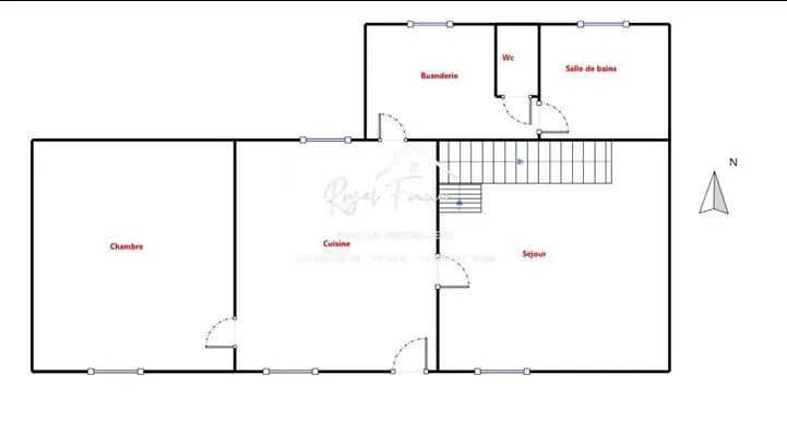 Plan rez de chaussée Charmante maison de campagne de 114 m² avec jardin à La Guerche 37350 
