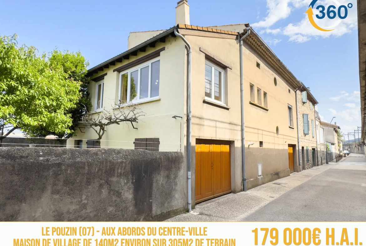 Maison de village à vendre avec 3 chambres, dépendances et jardin au Pouzin 