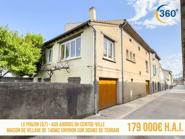 Maison de village à vendre avec 3 chambres, dépendances et jardin au Pouzin