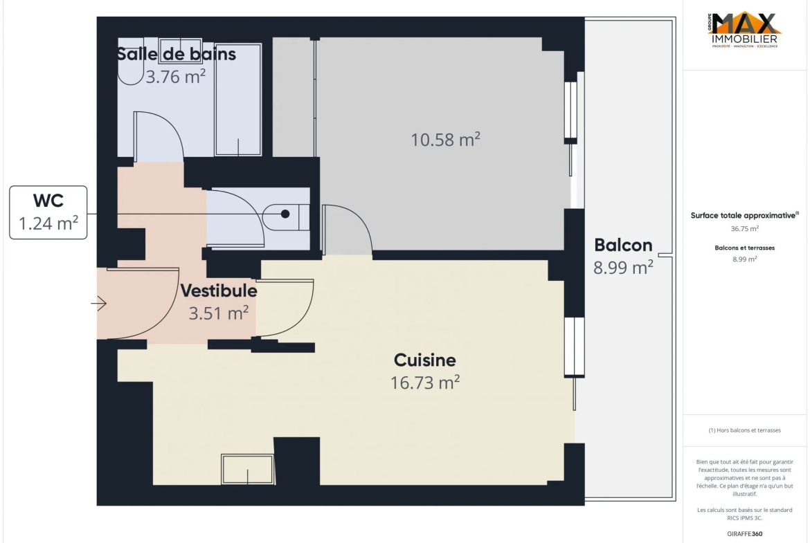 Appartement F2 à Ajaccio avec terrasse et parking, quartier Laetitia 