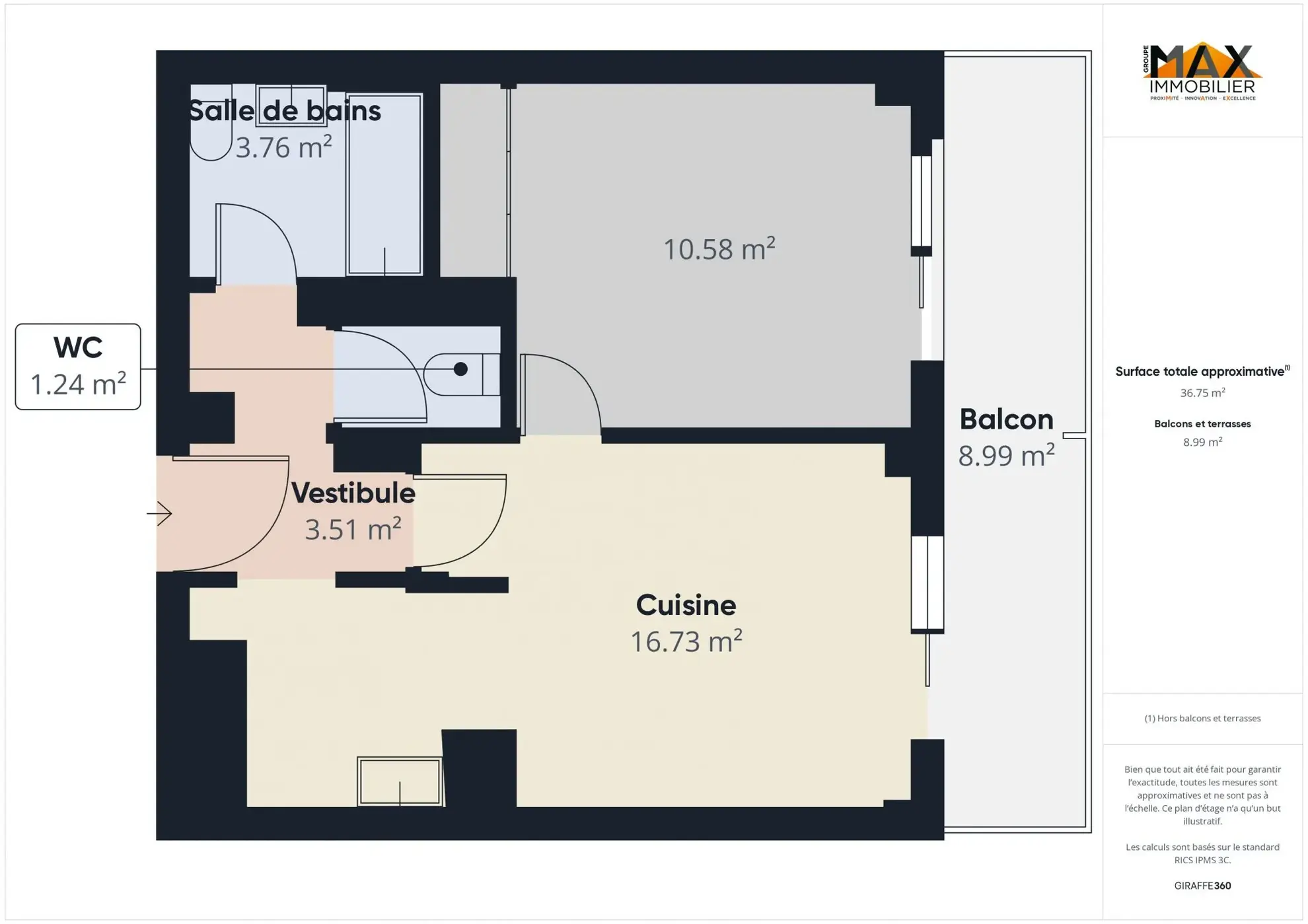 Appartement F2 à Ajaccio avec terrasse et parking, quartier Laetitia 