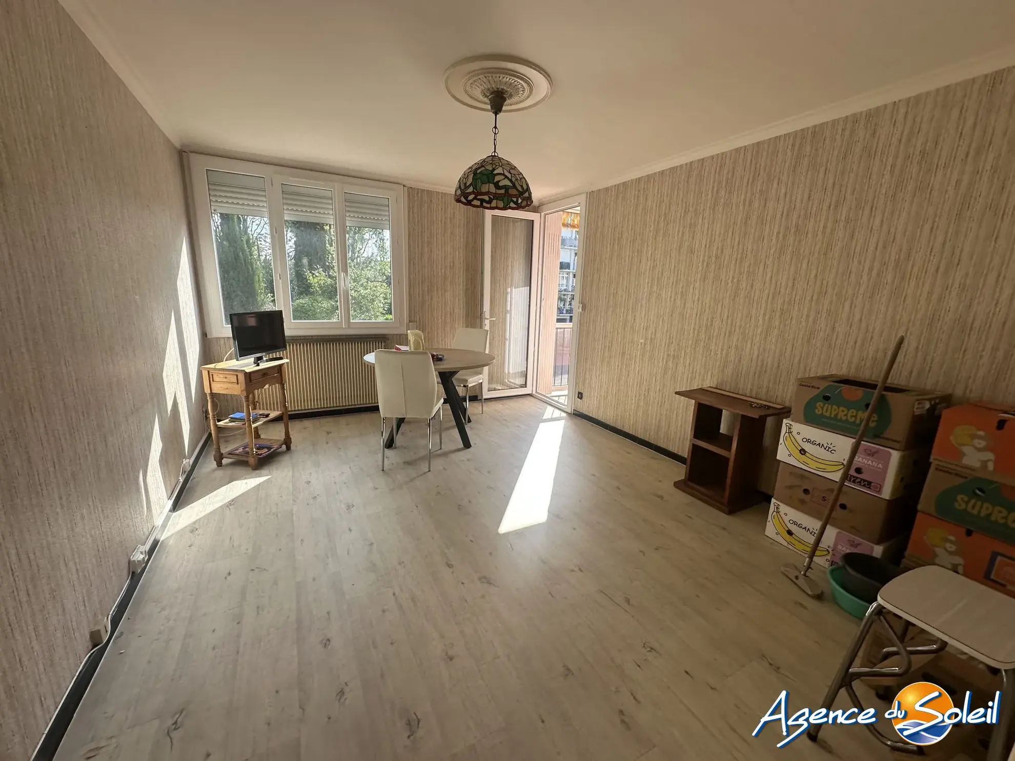 Salon Séjour Appartement T3 lumineux à vendre à Beziers avec garage et cave 