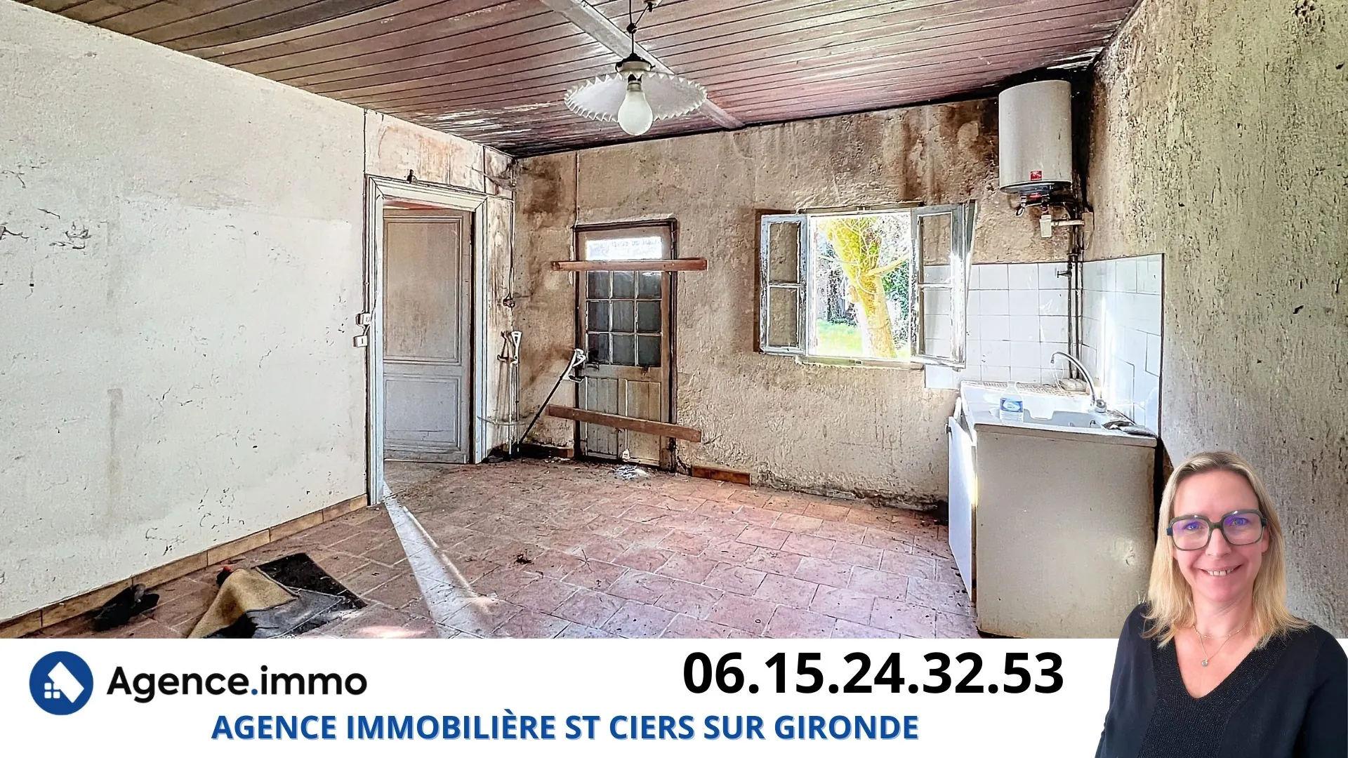 Maison en pierre à rénover à Reignac, cadre bucolique et grand terrain arboré 