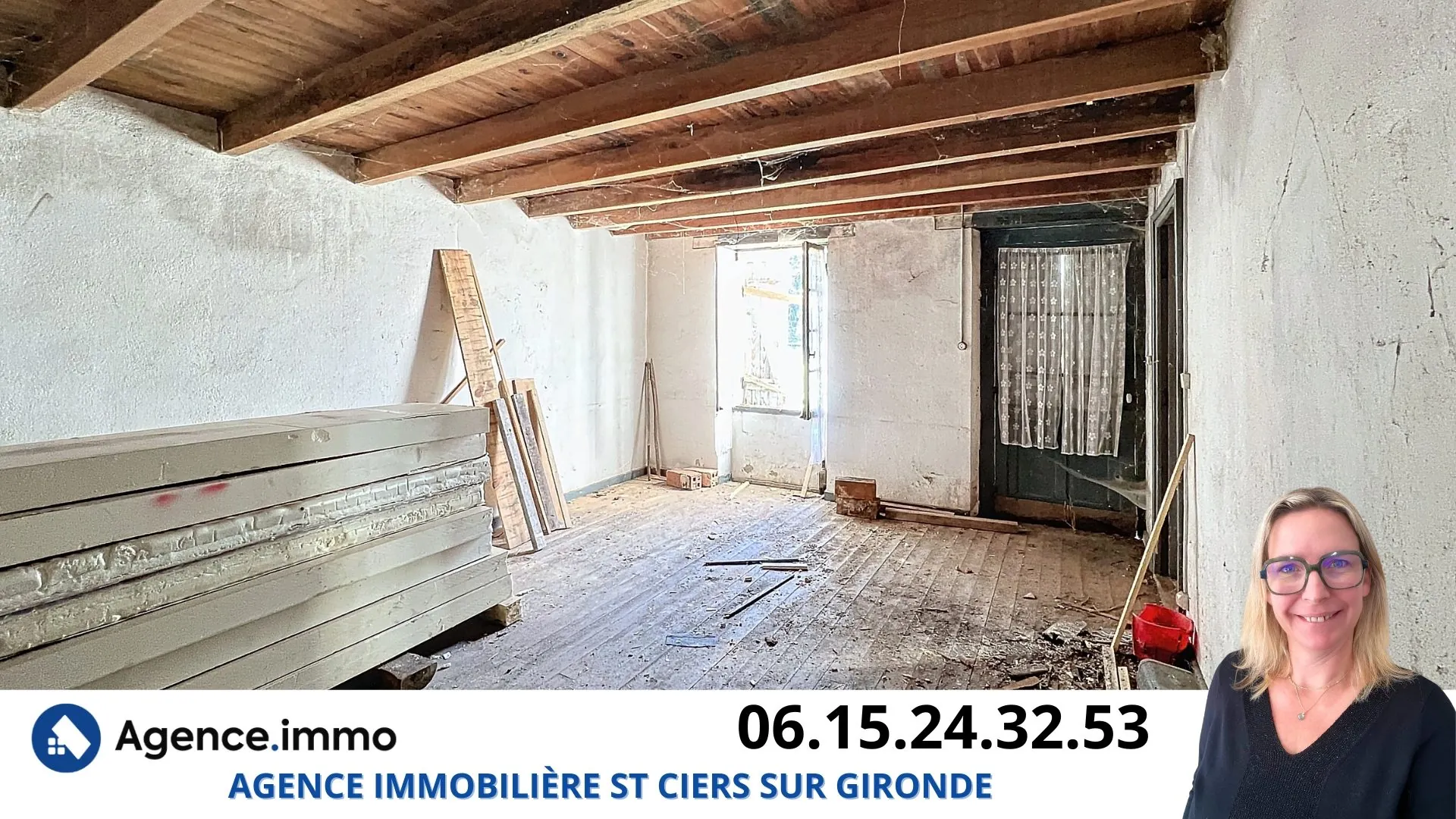 Maison en pierre à rénover à Reignac, cadre bucolique et grand terrain arboré 