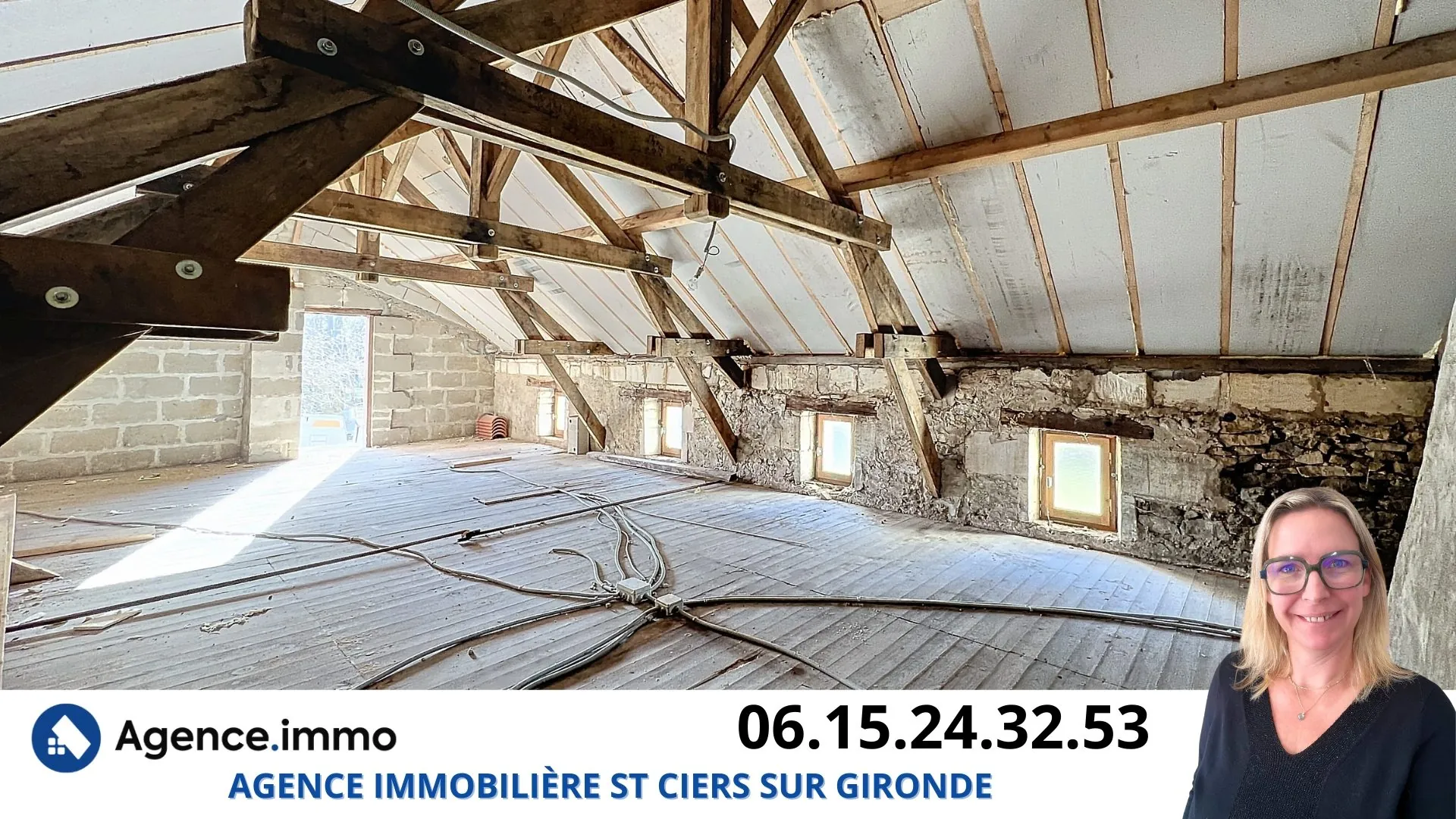 Maison en pierre à rénover à Reignac, cadre bucolique et grand terrain arboré 