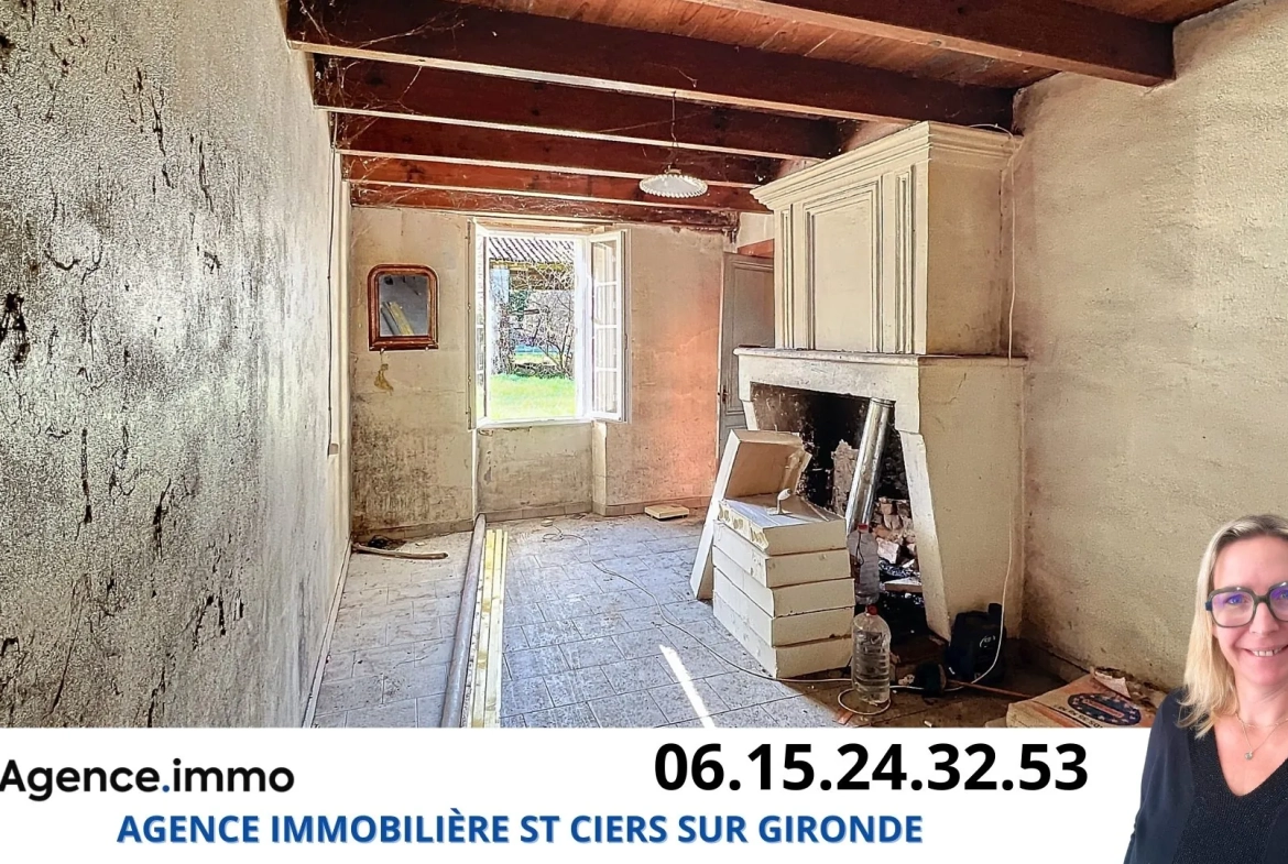 Maison en pierre à rénover à Reignac, cadre bucolique et grand terrain arboré 