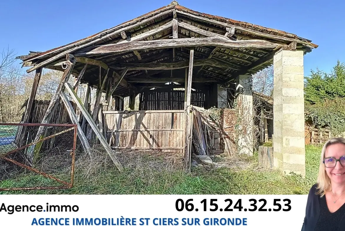 Maison en pierre à rénover à Reignac, cadre bucolique et grand terrain arboré 
