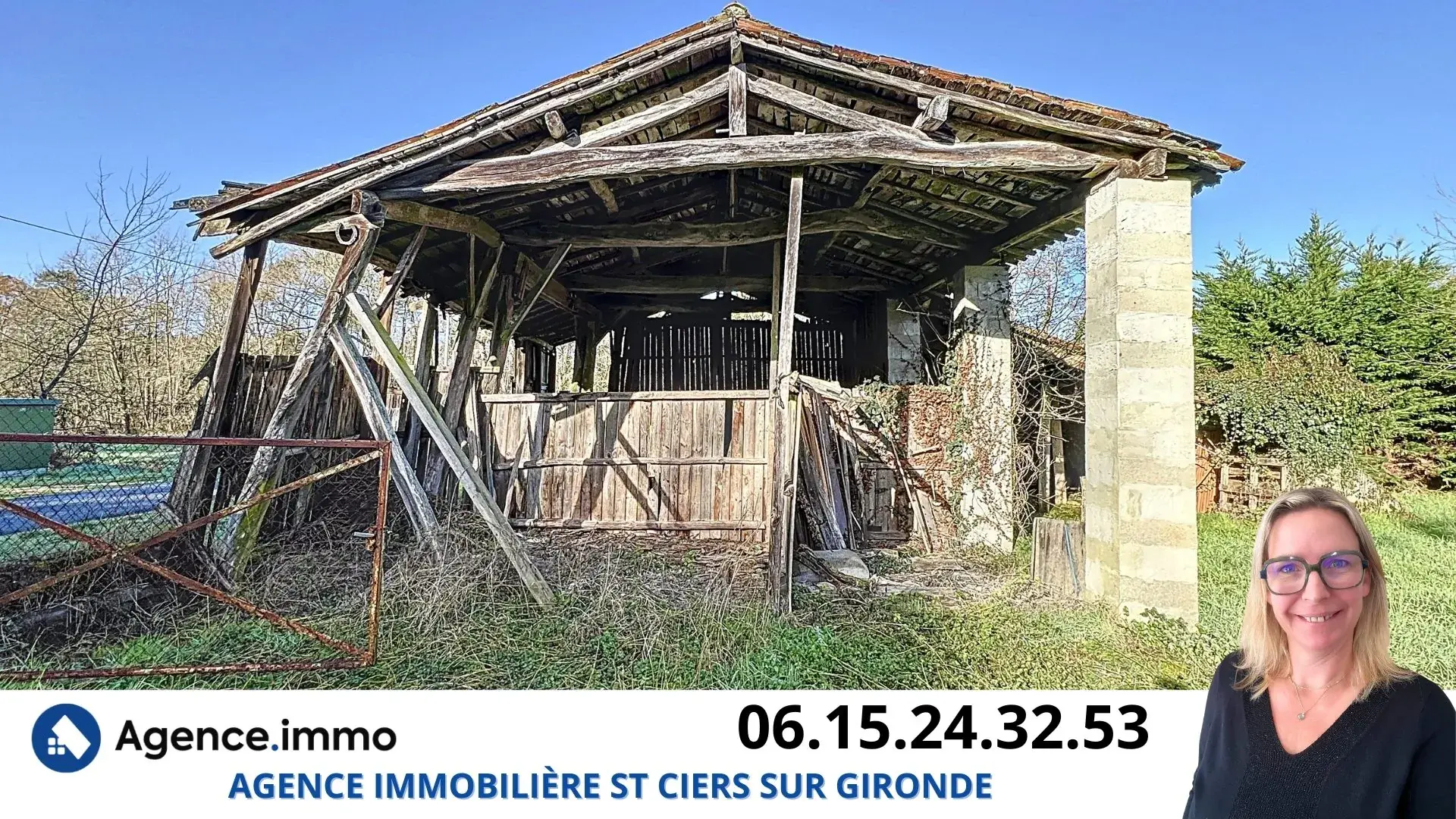 Maison en pierre à rénover à Reignac, cadre bucolique et grand terrain arboré 