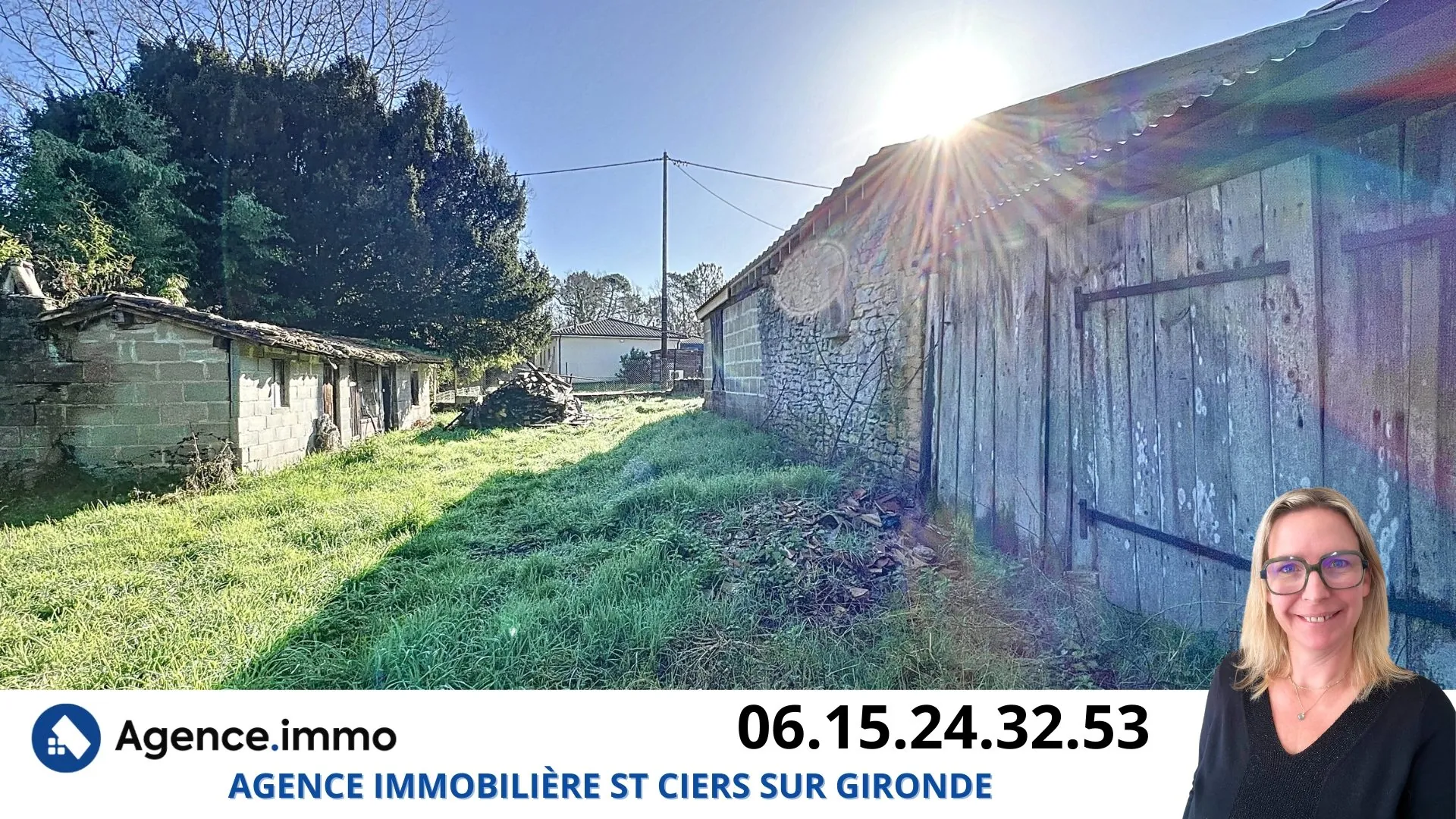 Maison en pierre à rénover à Reignac, cadre bucolique et grand terrain arboré 