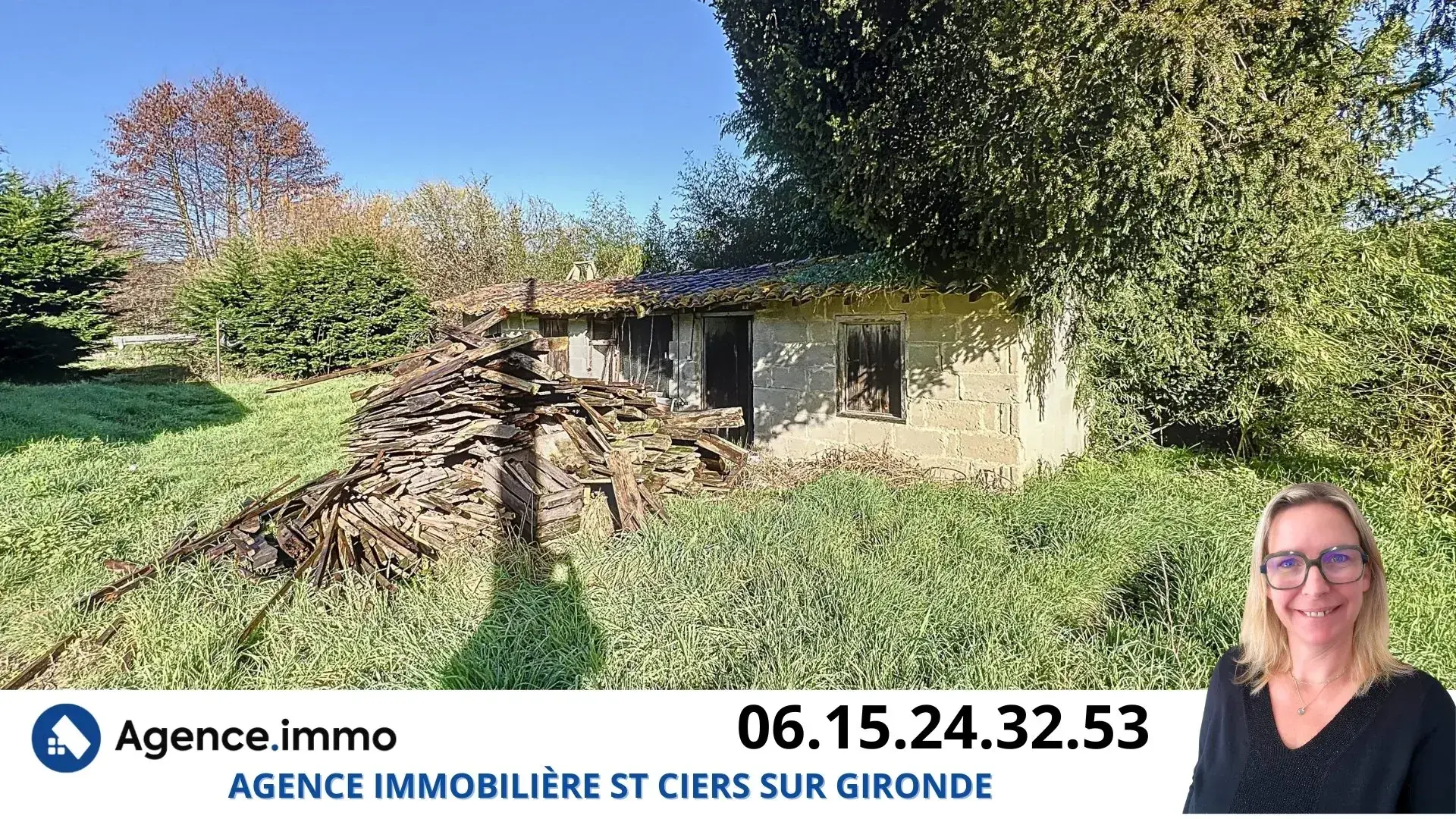 Maison en pierre à rénover à Reignac, cadre bucolique et grand terrain arboré 