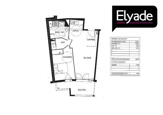 Appartement T2 à vendre à Bayonne - 45,24 m² avec balcon et parking privé 