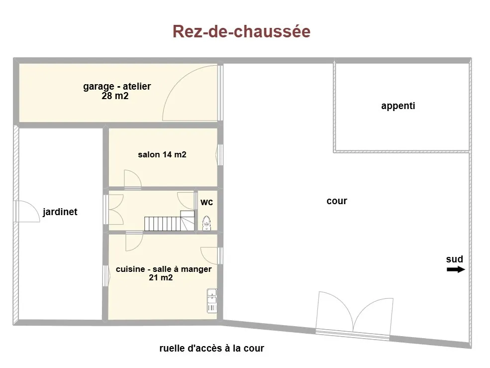 Maison de village avec garage et cour à Labarthe Rivière - 83 m² 