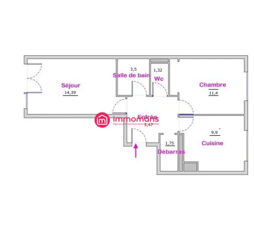 Appartement T2 de 48 m² avec parking et cave au Le Mans — Proche commodités 