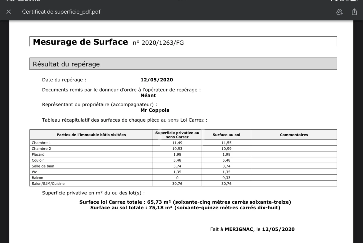 Appartement T3 lumineux de 66 m² avec terrasse et garage à Mérignac 