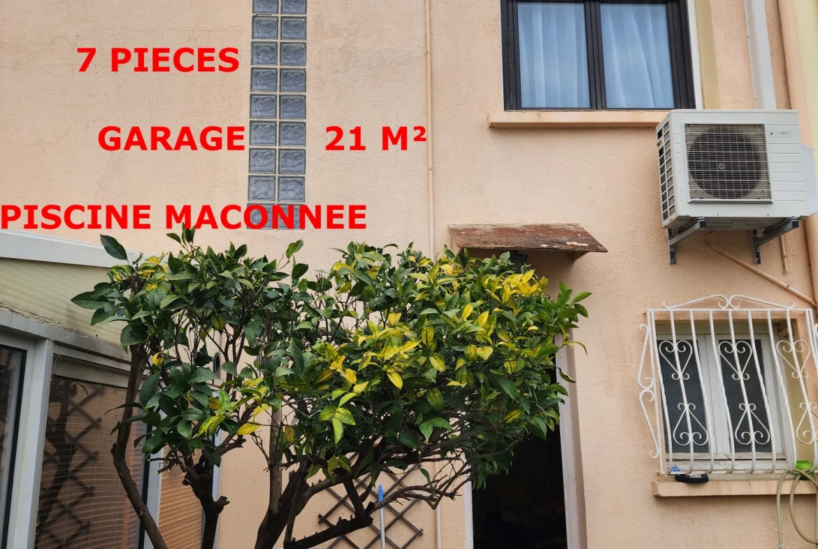 Maison à Perpignan de 115 m² avec piscine, jardin et grand garage - Opportunité d'investissement 